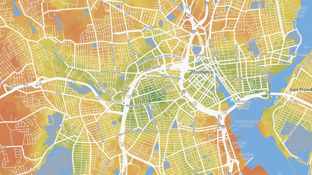 Bike Grade map of Federal Hill, Providence, RI