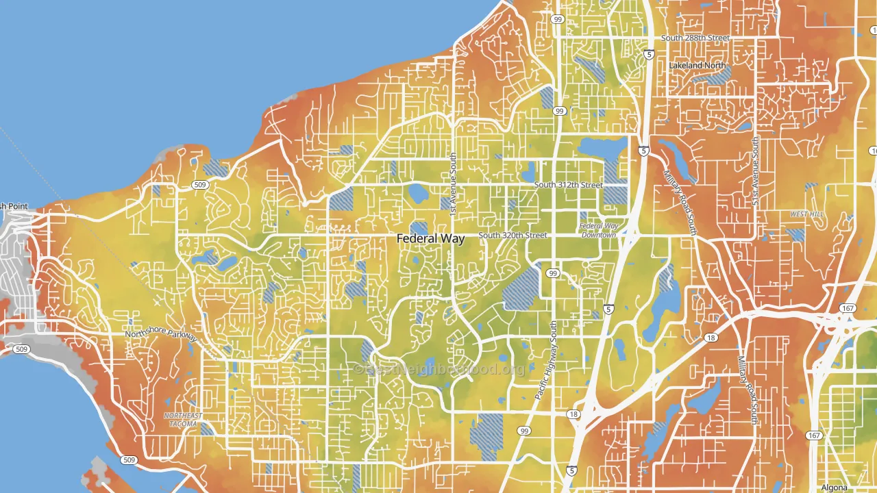 Bike Grade map of Federal Way, WA