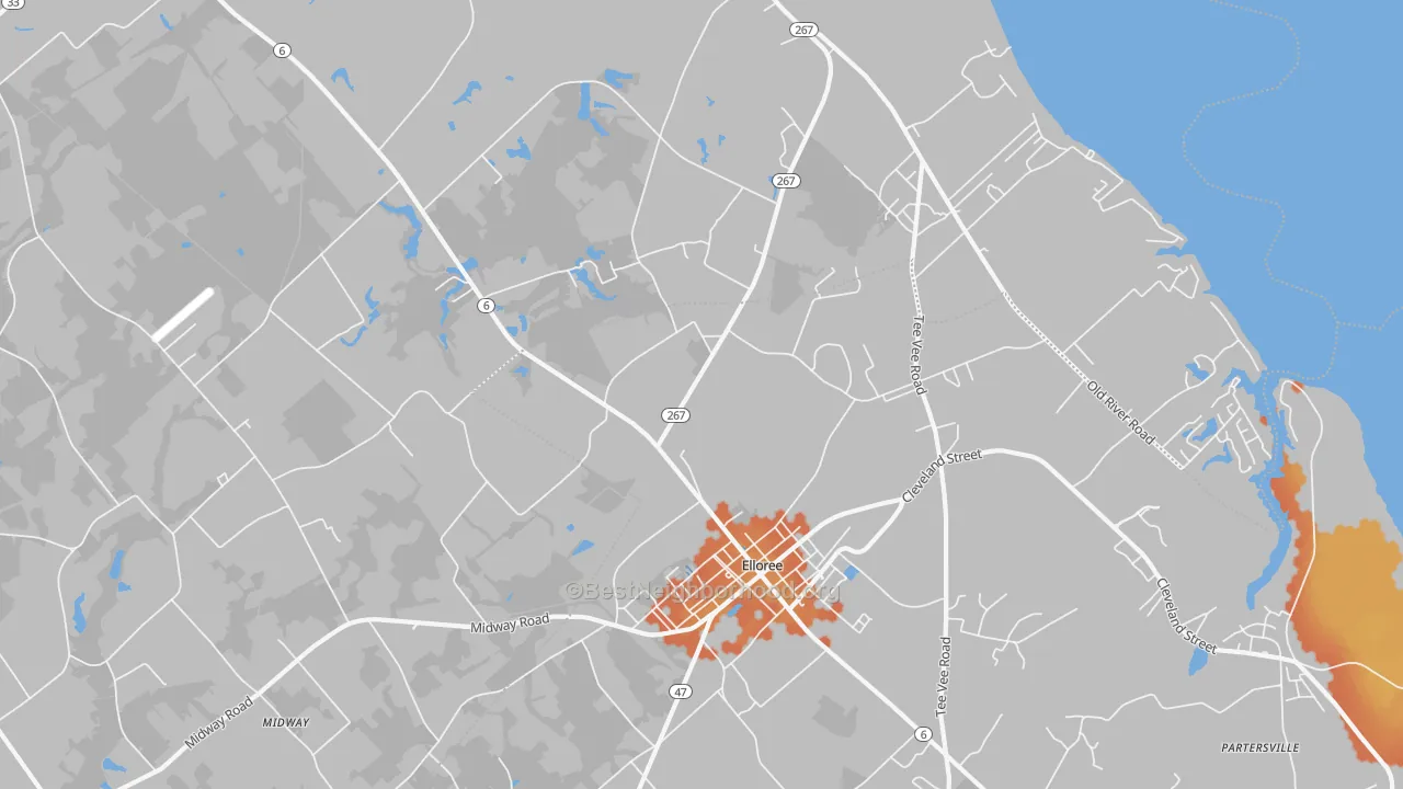 Bike Grade map of Felderville, SC
