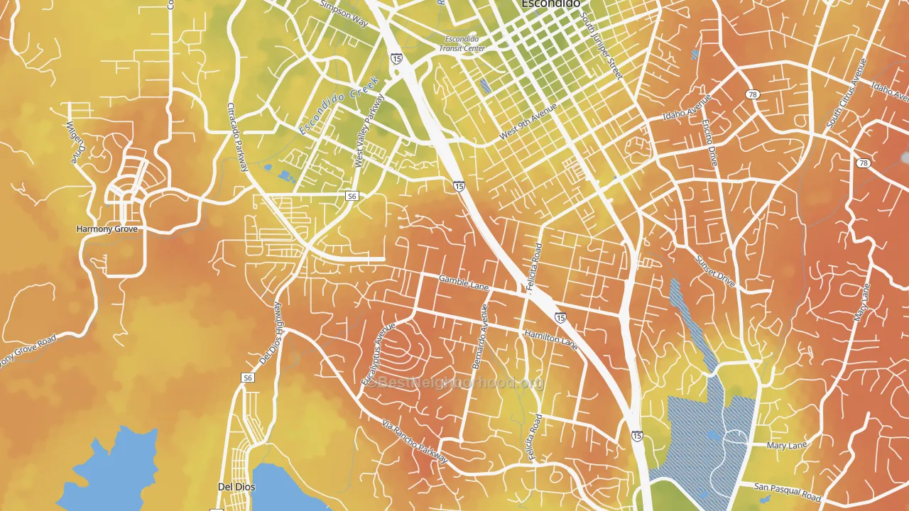 Bike Grade map of Felicita, Escondido, CA
