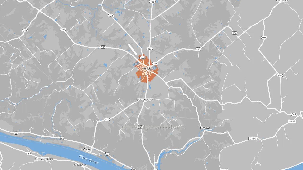 Bike Grade map of Felicity, OH