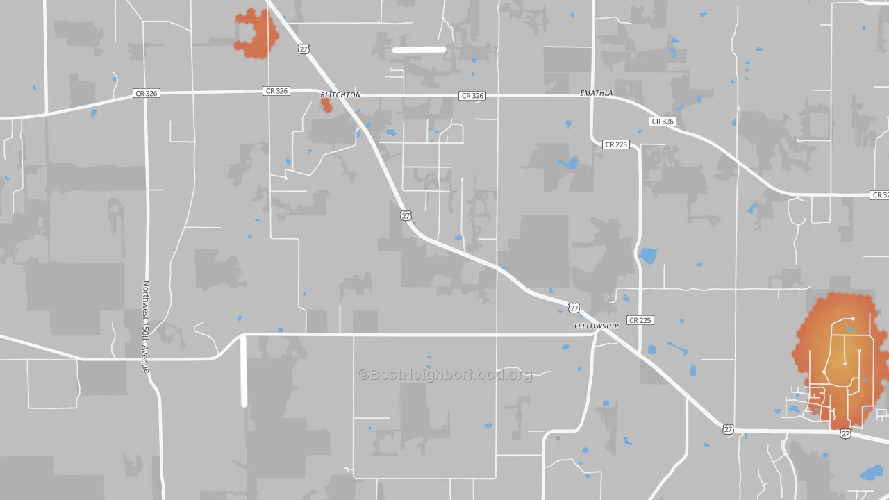 Bike Grade map of Fellowship, FL
