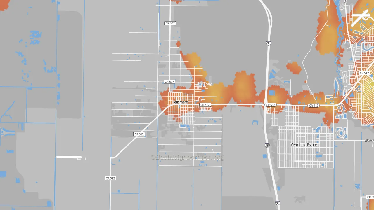 Bike Grade map of Fellsmere, FL