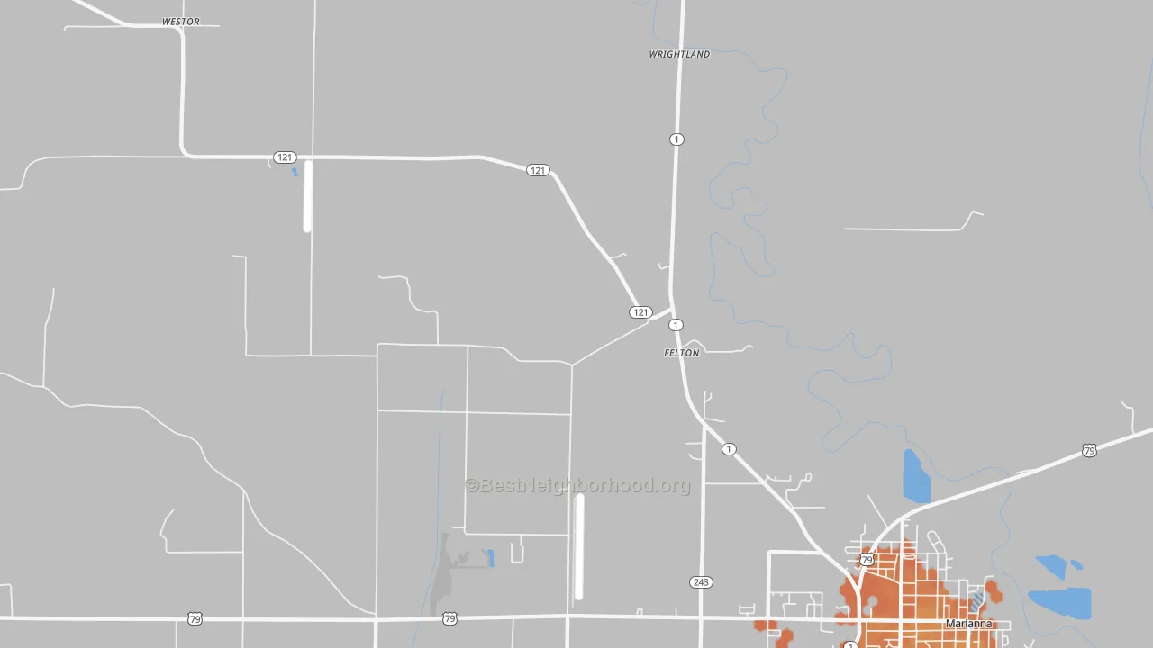 Bike Grade map of Felton, AR