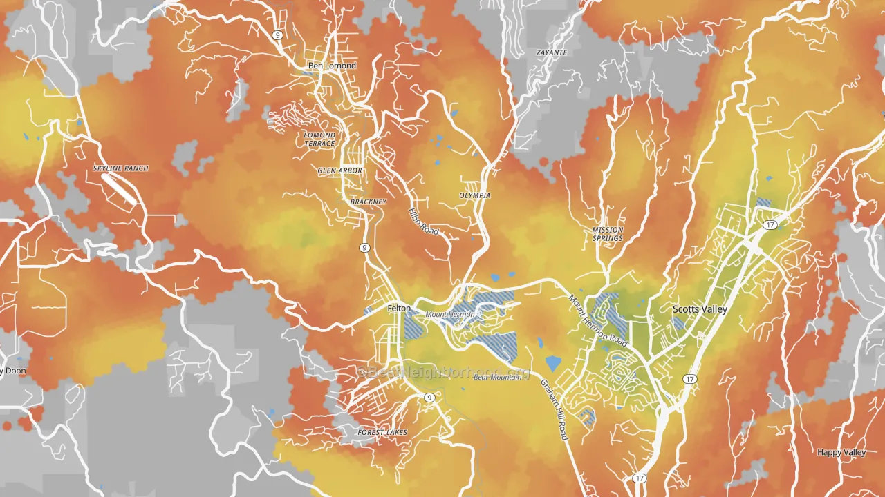 Bike Grade map of Felton, CA