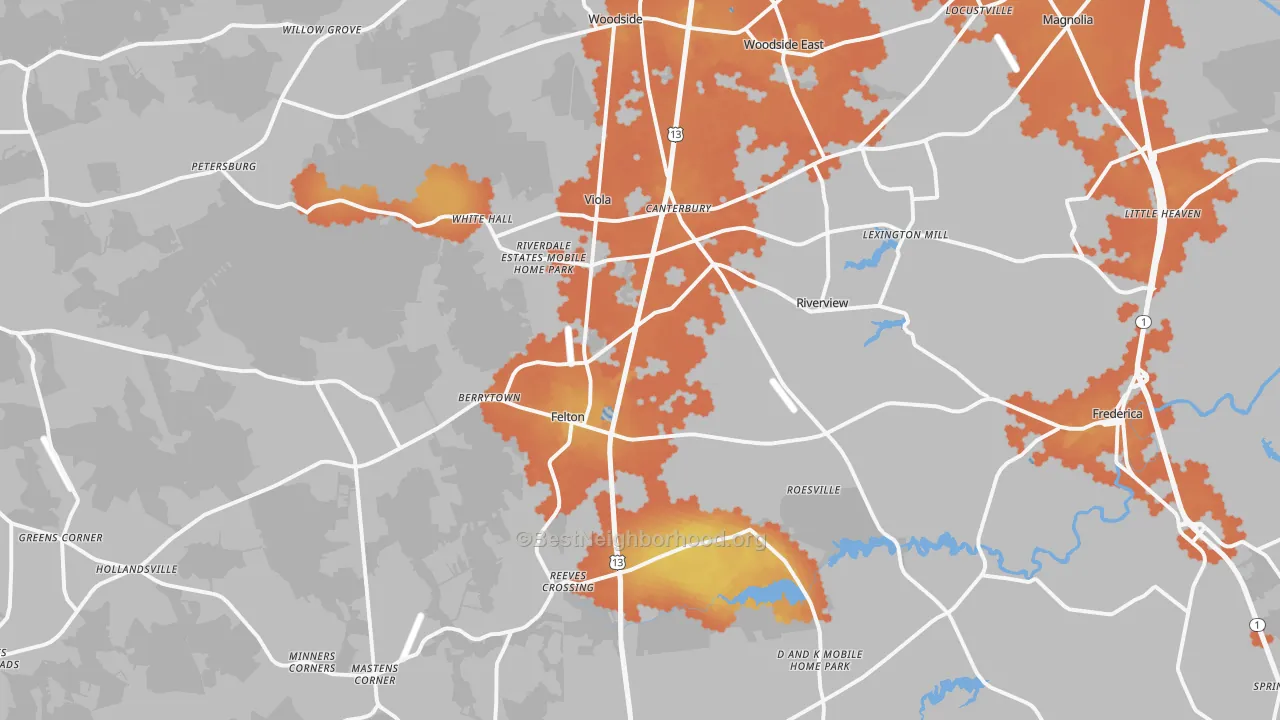 Bike Grade map of Felton, DE