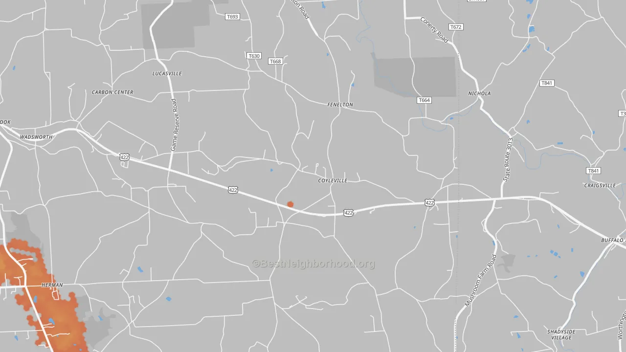Bike Grade map of Fenelton, PA