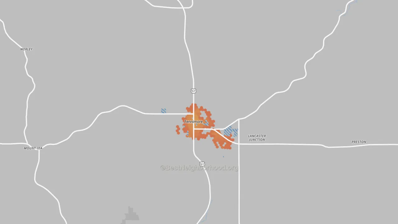 Bike Grade map of Fennimore, WI