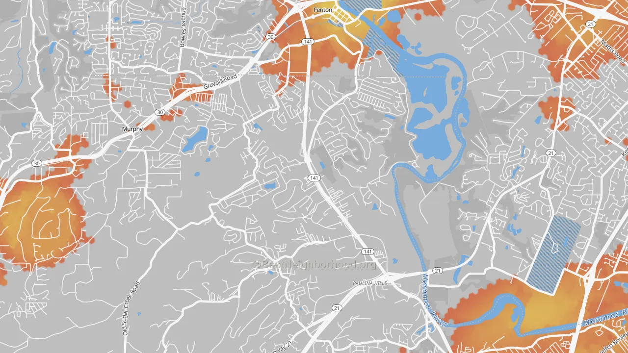 Bike Grade map of Fenton Area, Fenton, MO
