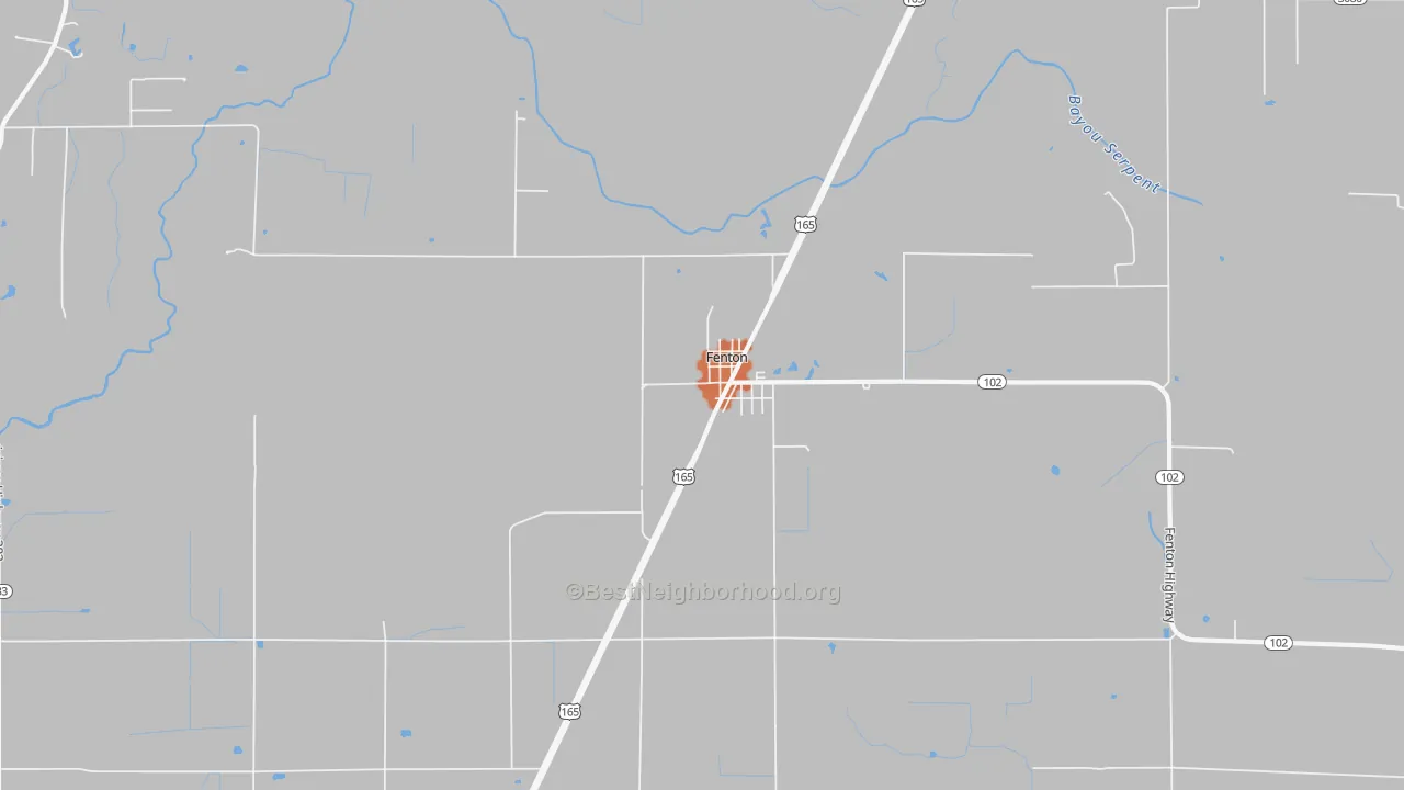 Bike Grade map of Fenton, LA