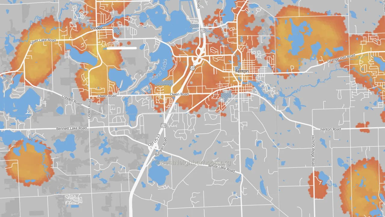 Bike Grade map of Fenton, MI