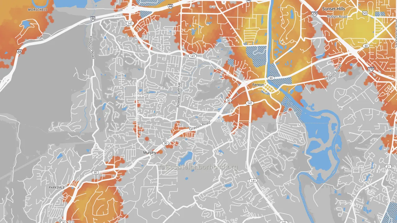 Bike Grade map of Fenton, MO