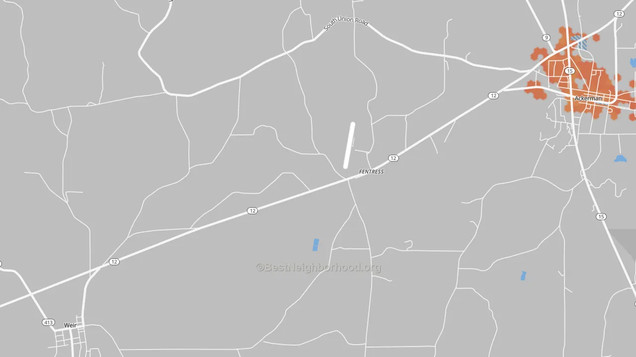 Bike Grade map of Fentress, MS