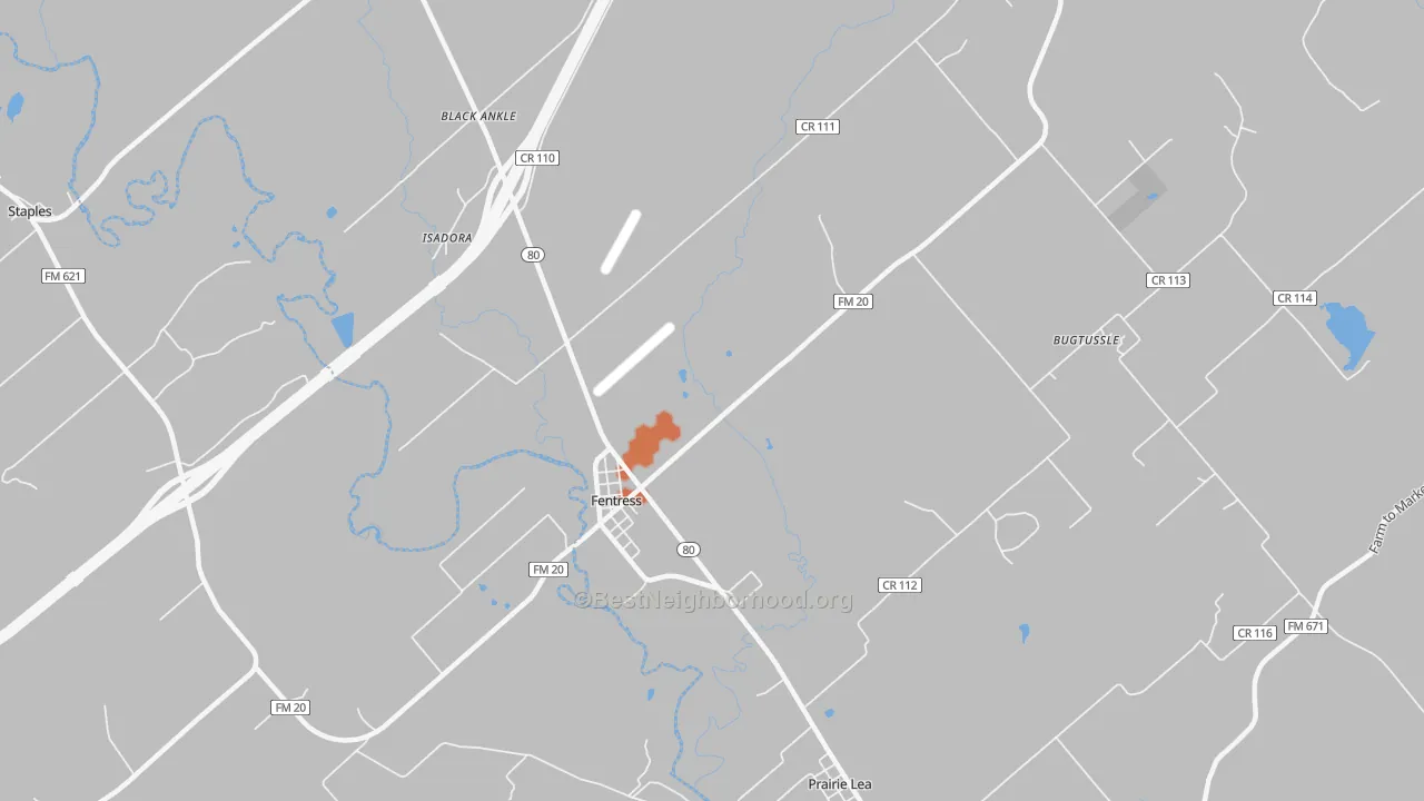 Bike Grade map of Fentress, TX