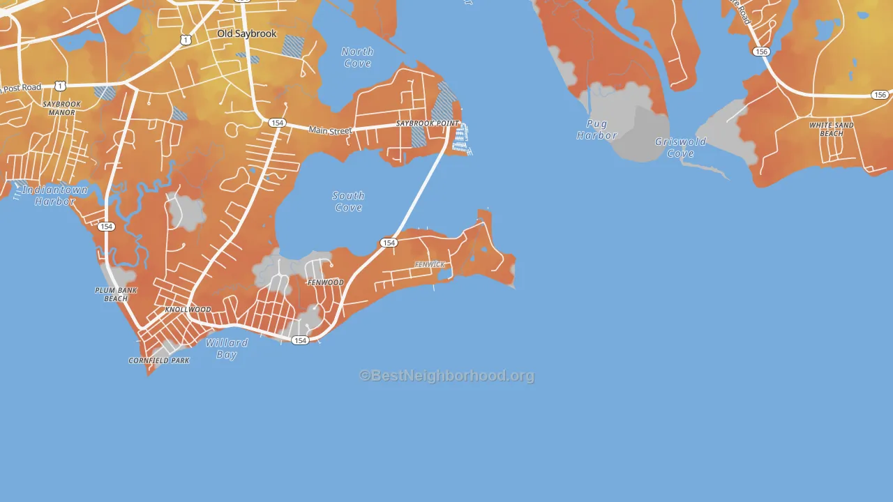 Bike Grade map of Fenwick, CT