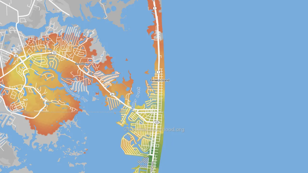Bike Grade map of Fenwick Island, DE