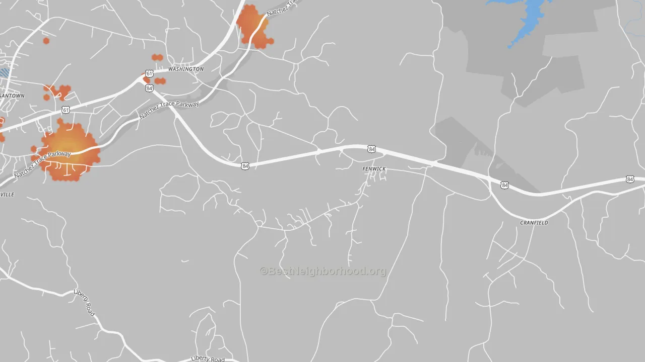 Bike Grade map of Fenwick, MS