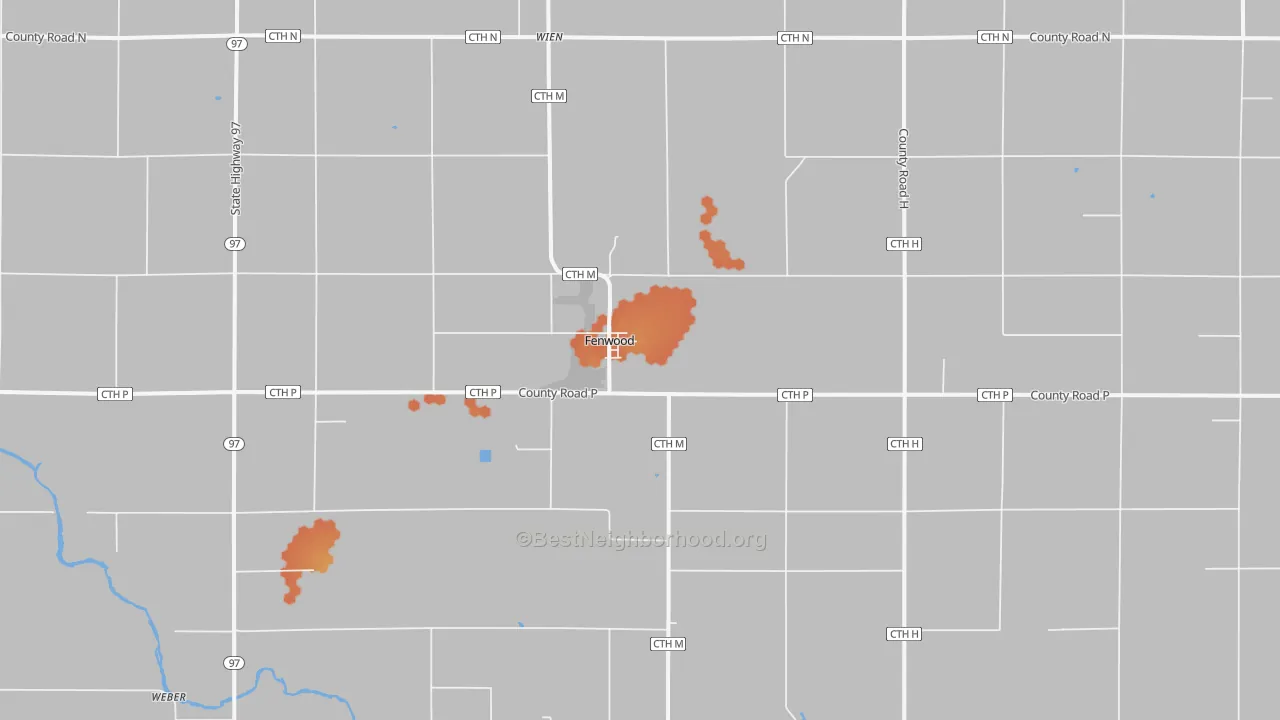Bike Grade map of Fenwood, WI