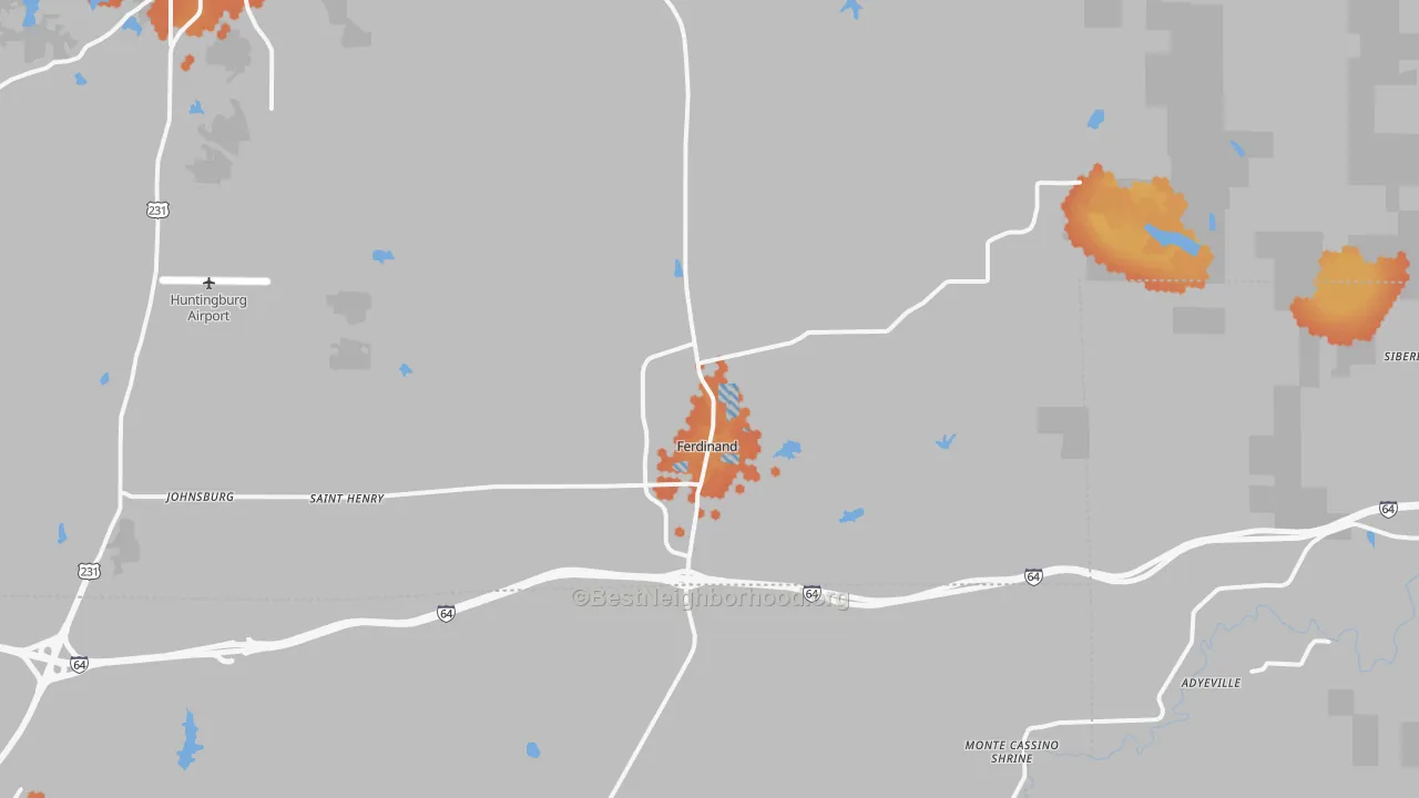 Bike Grade map of Ferdinand, IN