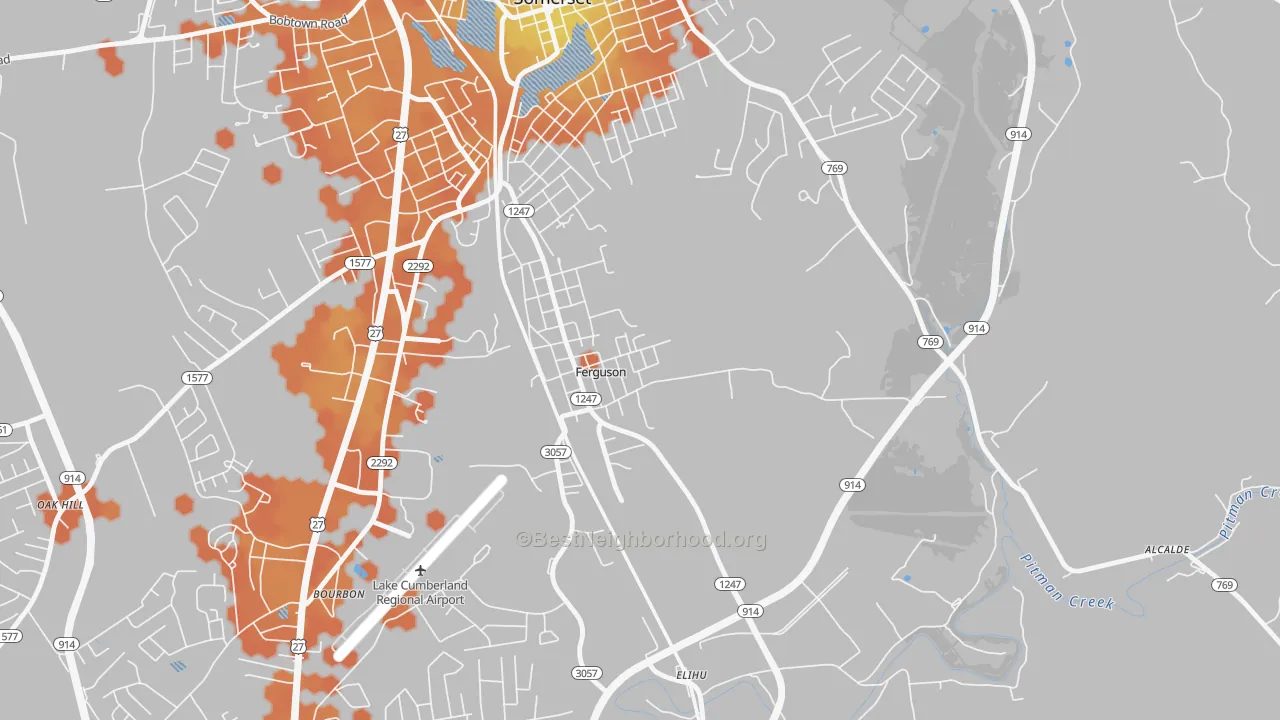 Bike Grade map of Ferguson, KY