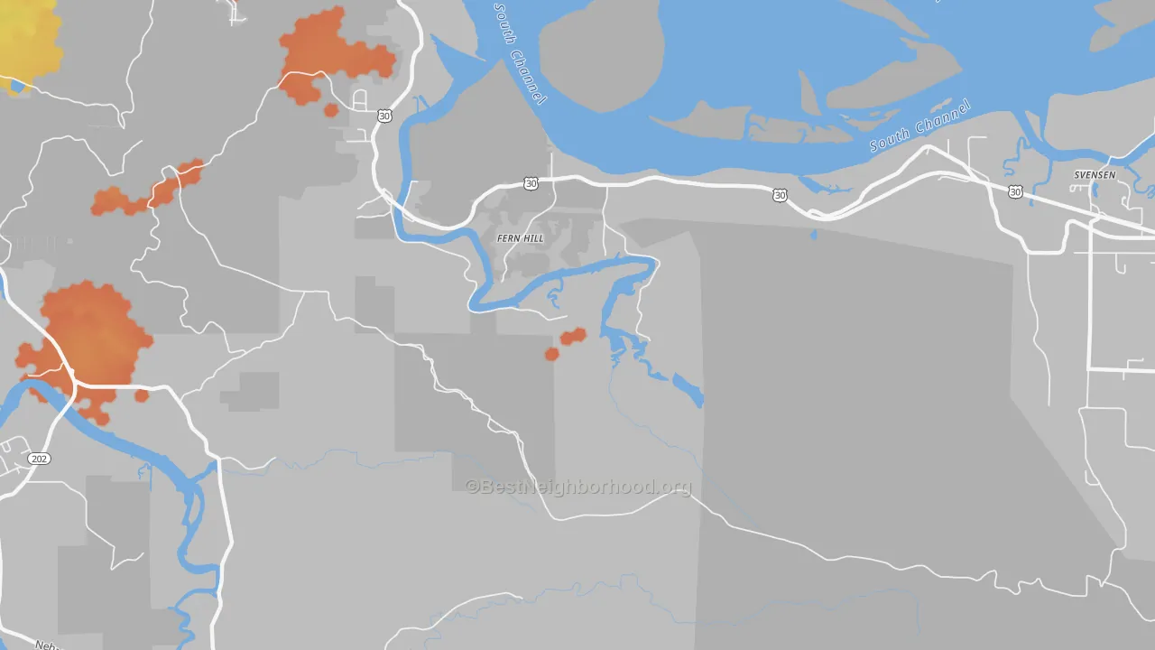 Bike Grade map of Fern Hill, OR