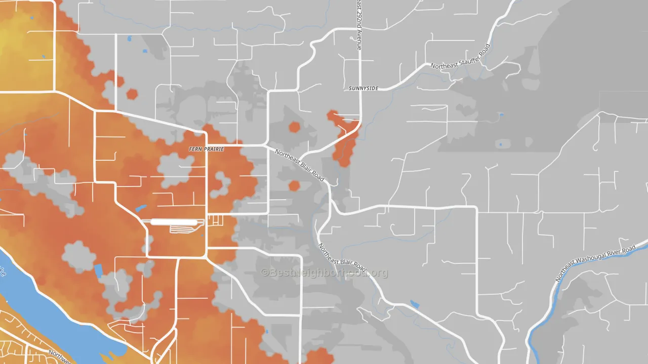 Bike Grade map of Fern Prairie, WA