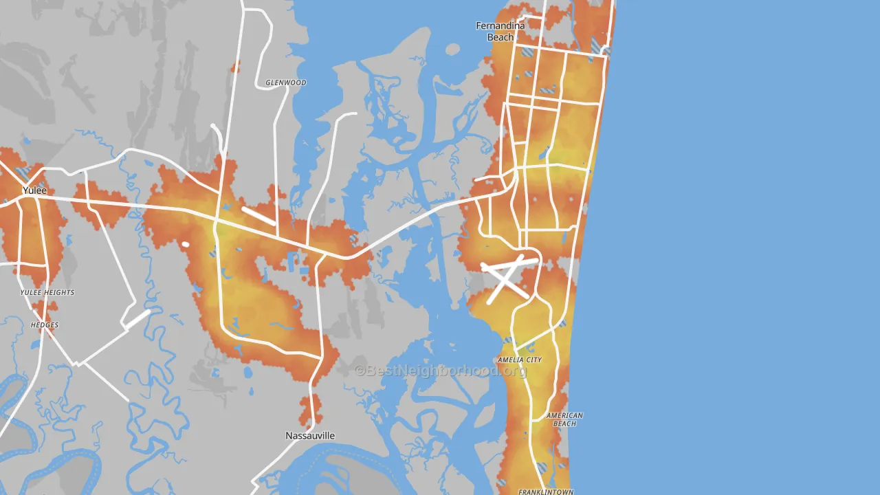 Bike Grade map of Fernandina Beach, FL