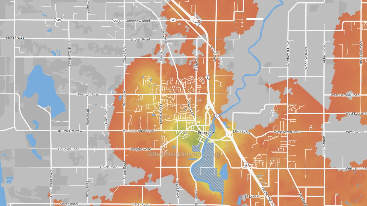Bike Grade map of Ferndale, WA
