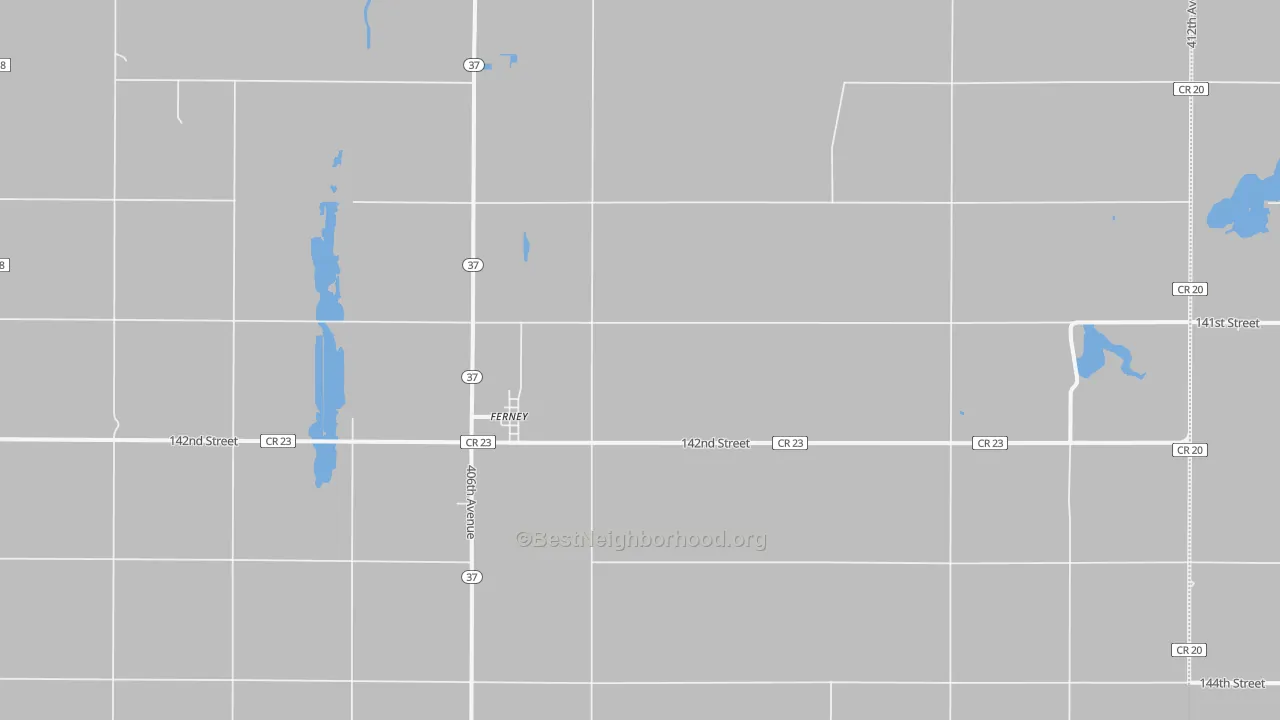 Bike Grade map of Ferney, SD