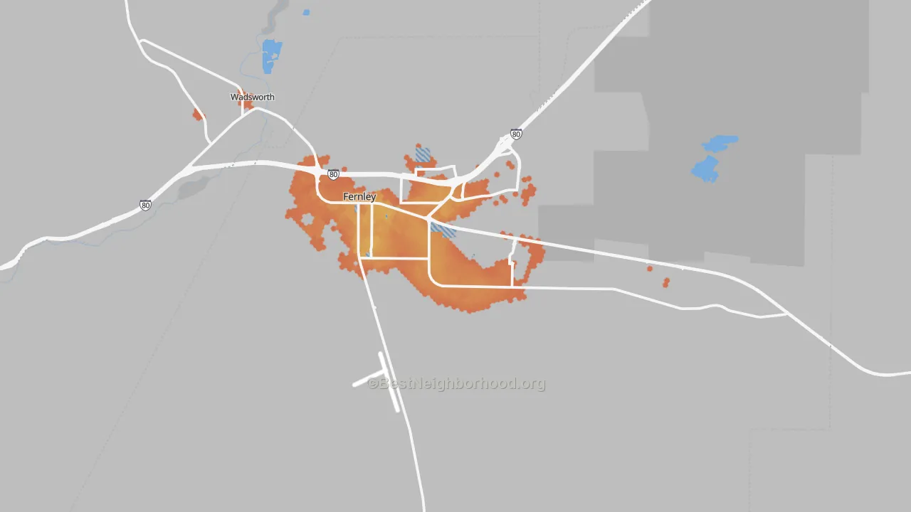 Bike Grade map of Fernley, NV