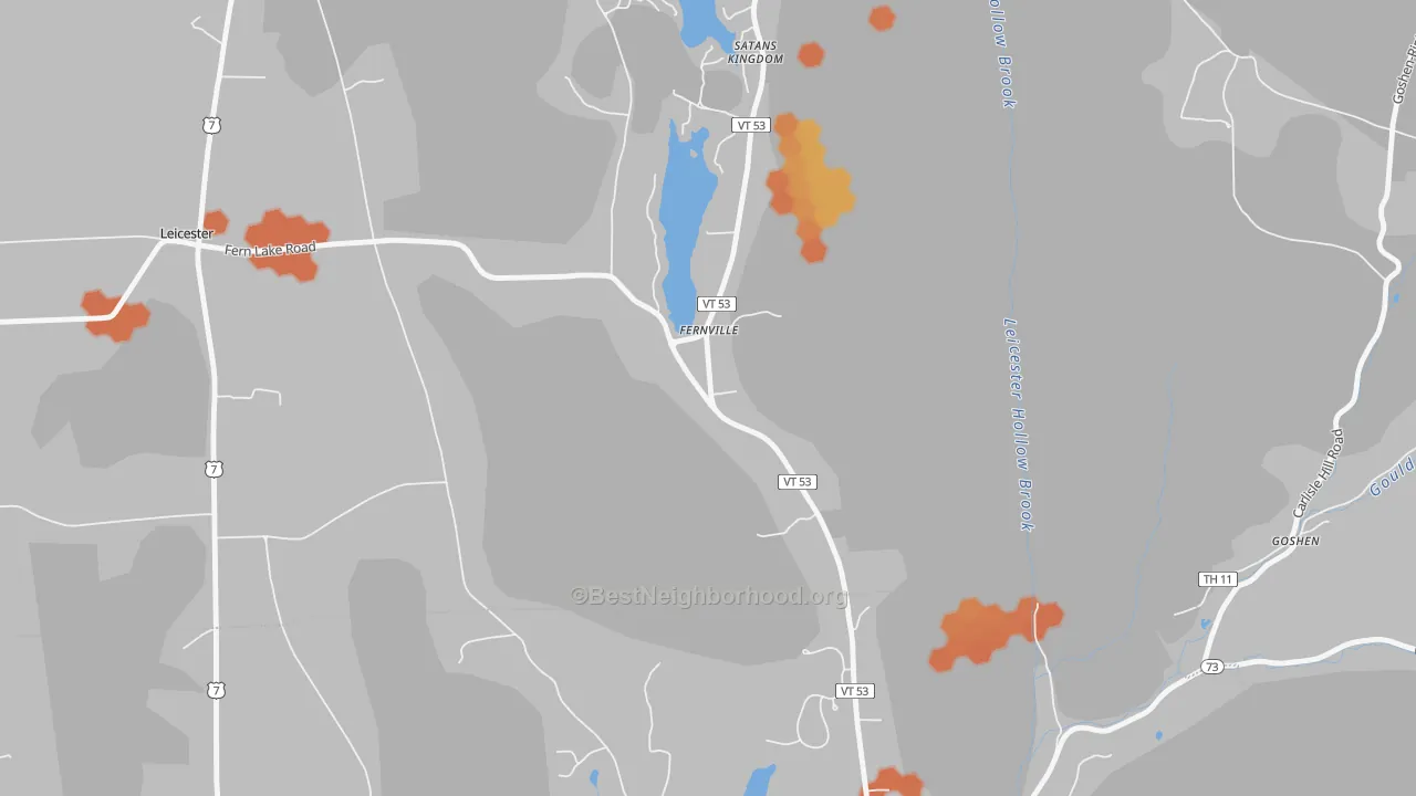 Bike Grade map of Fernville, VT