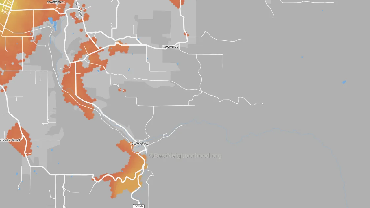 Bike Grade map of Fernwood, OR