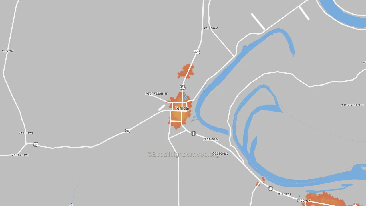 Bike Grade map of Ferriday, LA