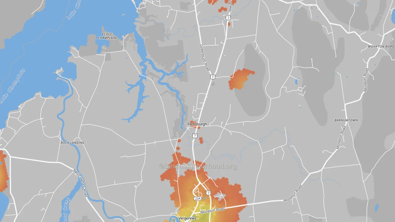 Bike Grade map of Ferrisburg, VT