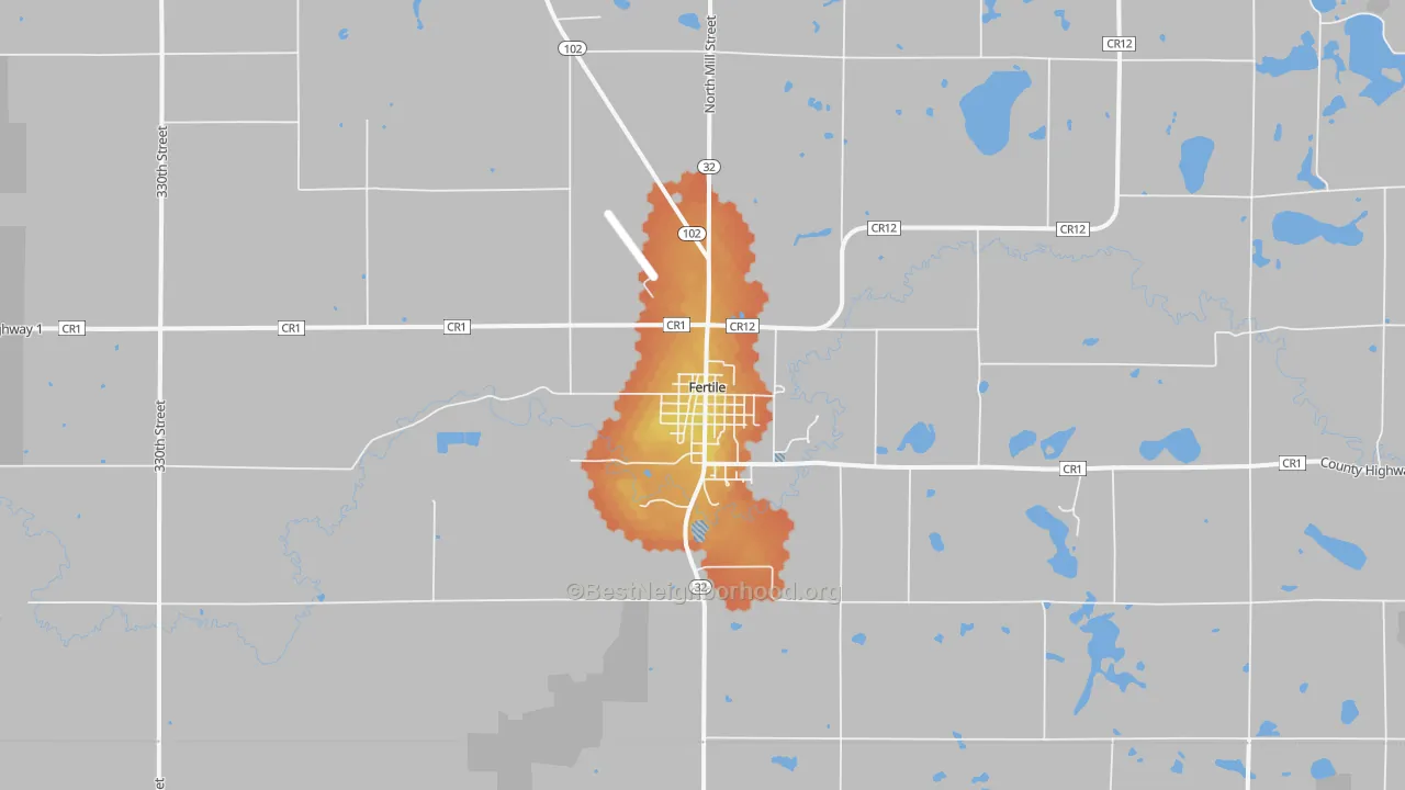 Bike Grade map of Fertile, MN