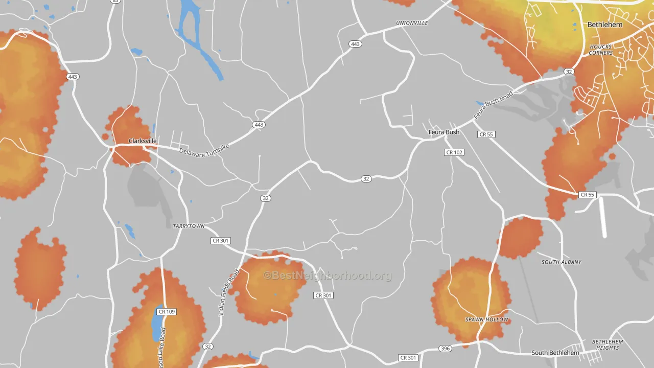 Bike Grade map of Feura Bush, NY