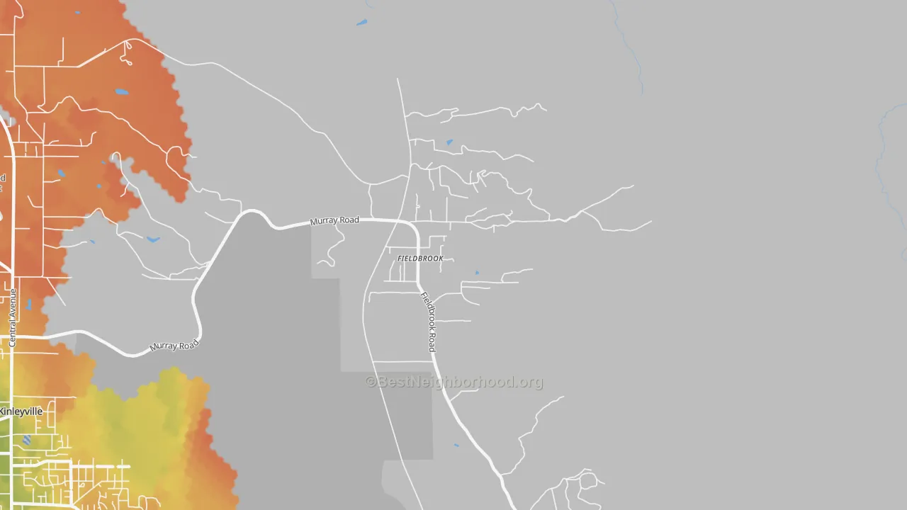 Bike Grade map of Fieldbrook, CA