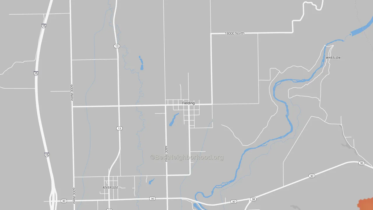 Bike Grade map of Fielding, UT