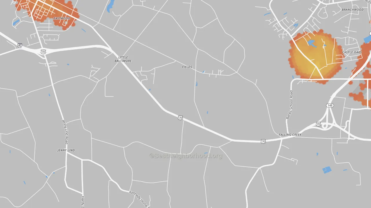Bike Grade map of Fields, NC
