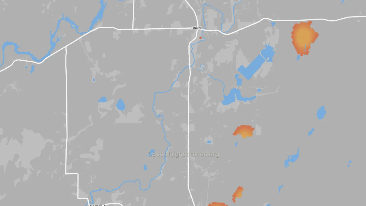 Bike Grade map of Fifield, WI