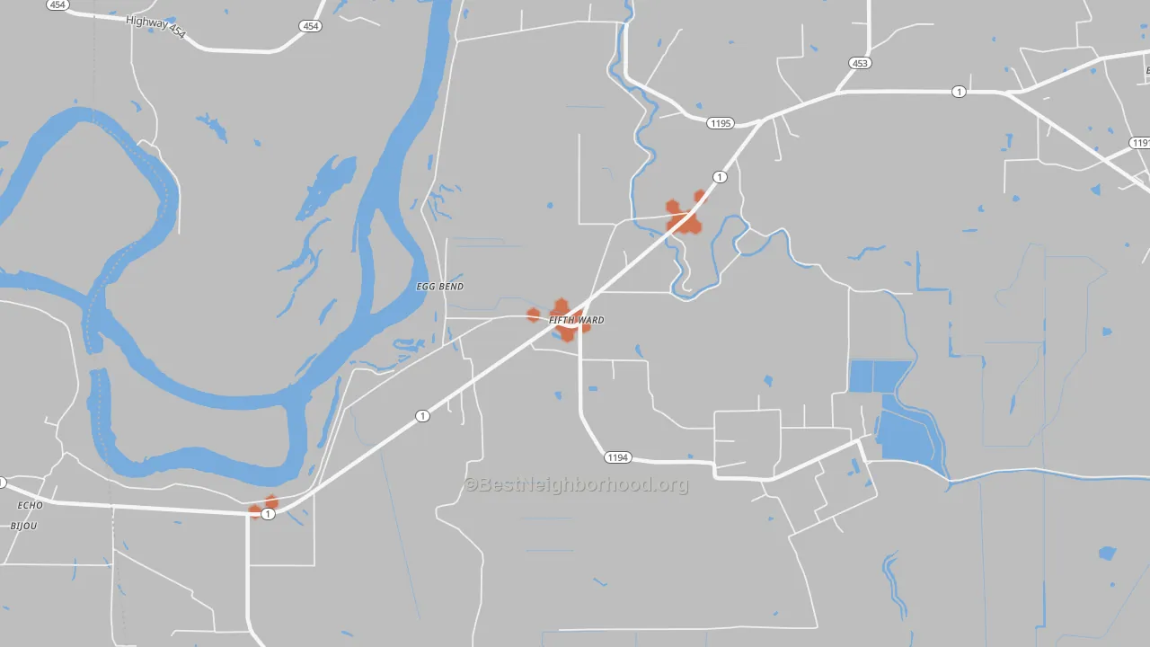 Bike Grade map of Fifth Ward, LA