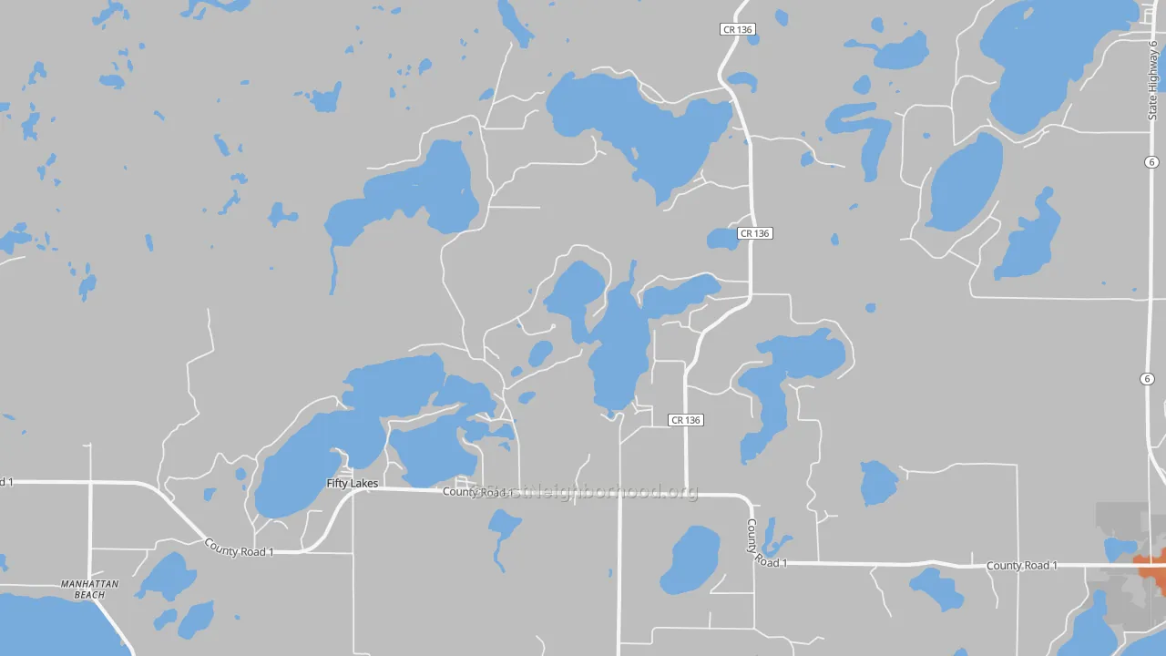 Bike Grade map of Fifty Lakes, MN