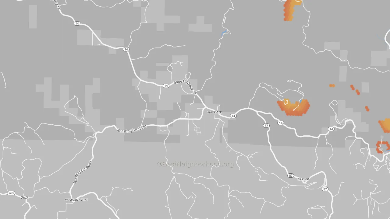 Bike Grade map of Fifty-Six, AR