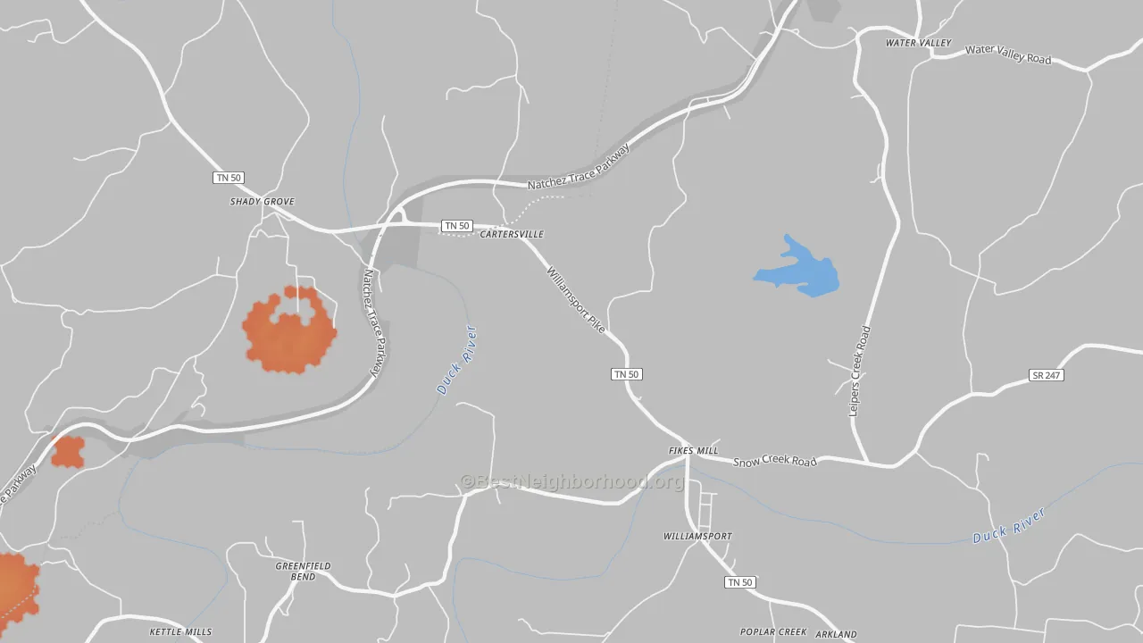 Bike Grade map of Fikes Mill, TN