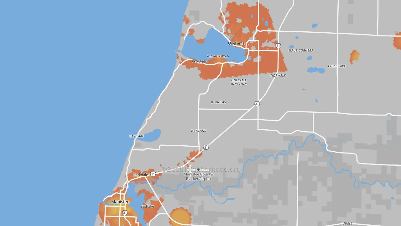 Bike Grade map of Filer City, MI