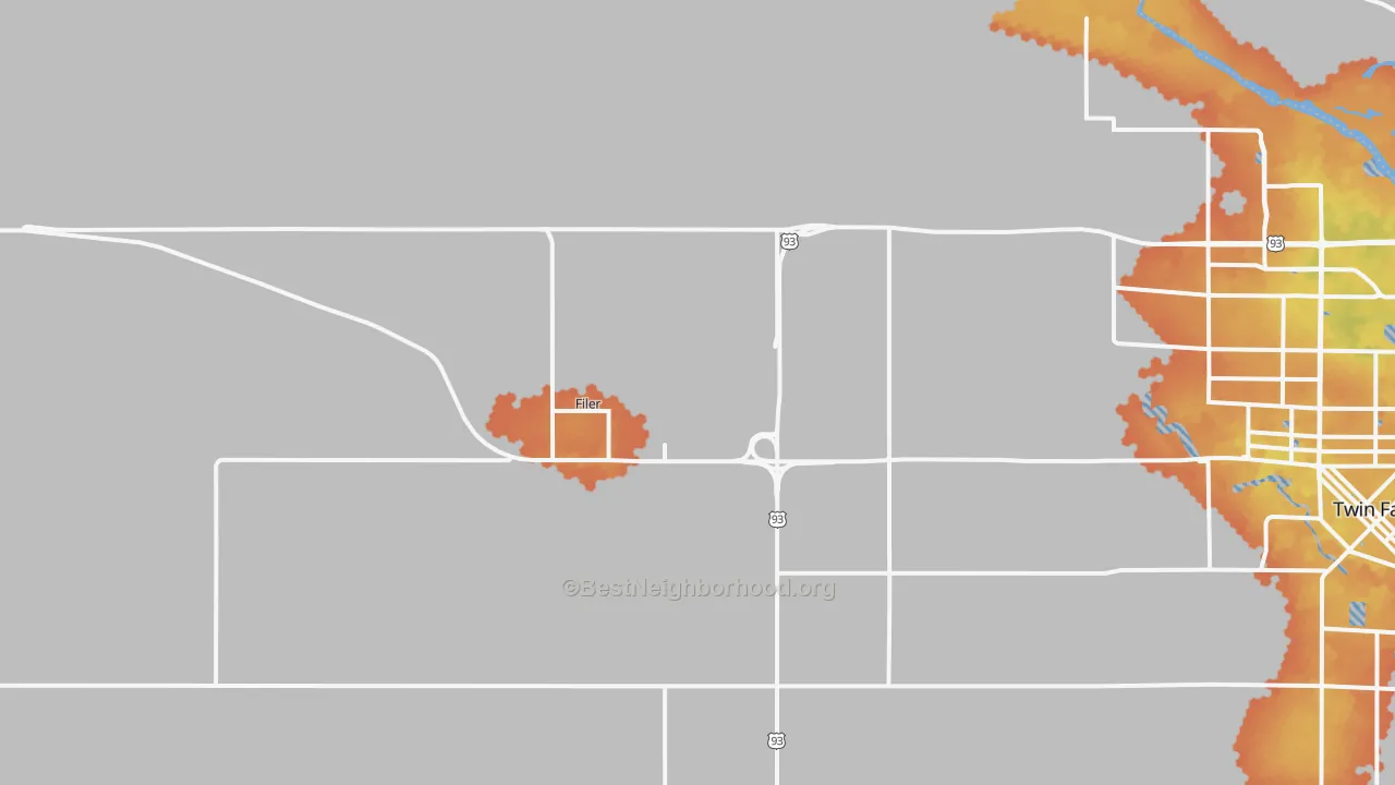 Bike Grade map of Filer, ID