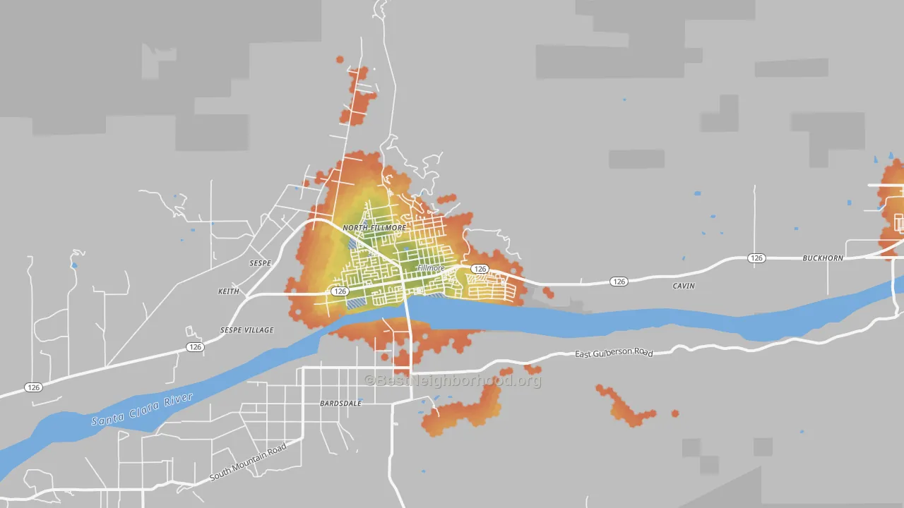 Bike Grade map of Fillmore, CA