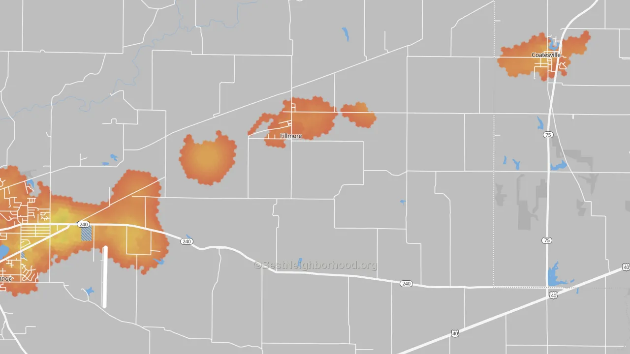 Bike Grade map of Fillmore, IN