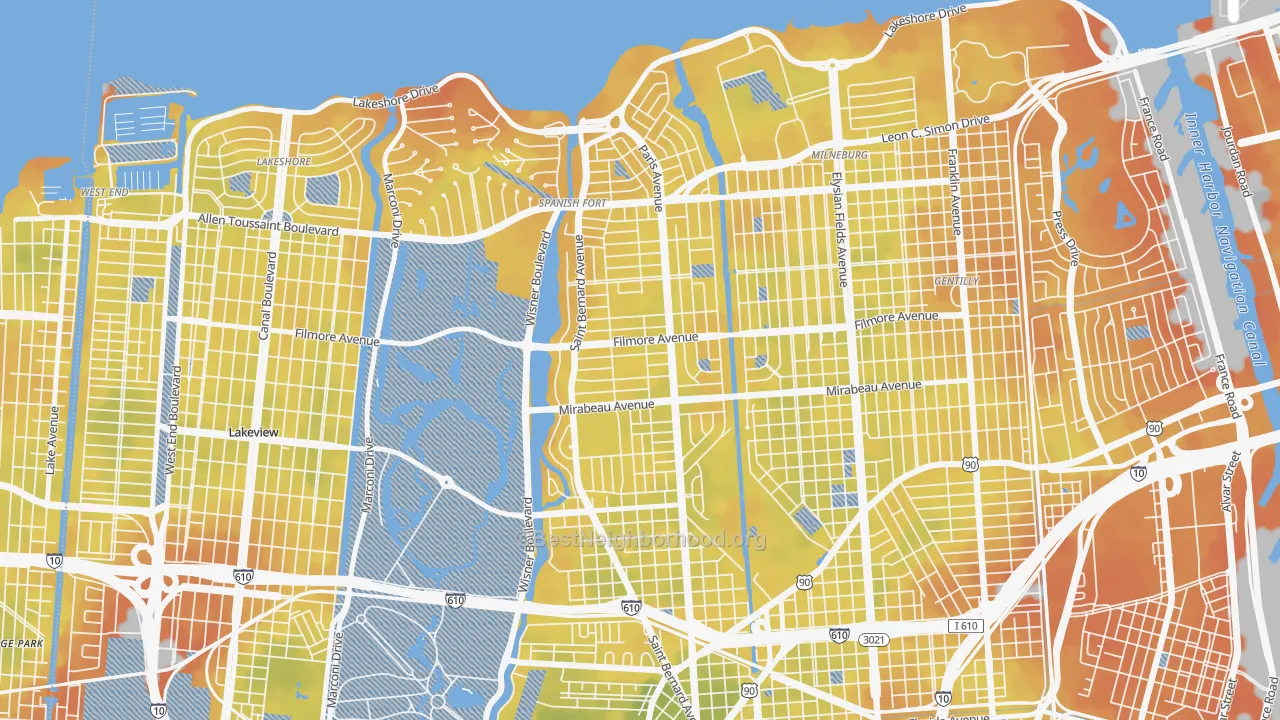 Bike Grade map of Fillmore, New Orleans, LA