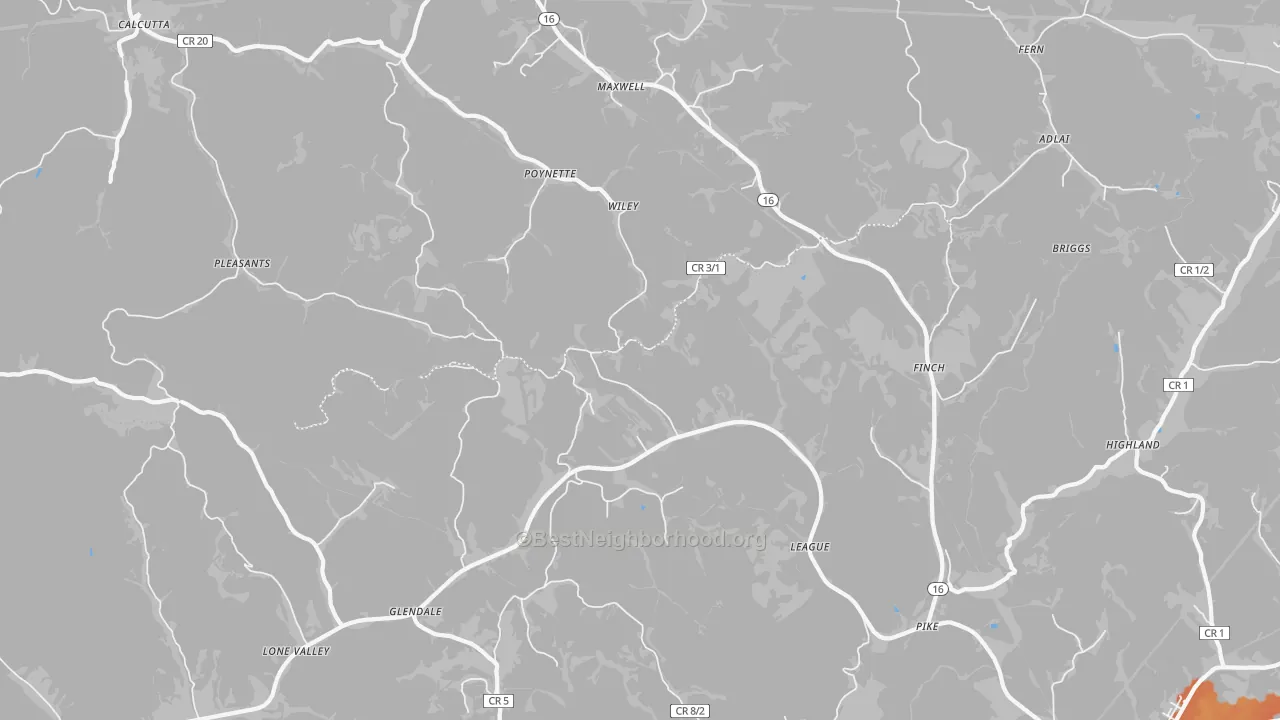 Bike Grade map of Finch, WV